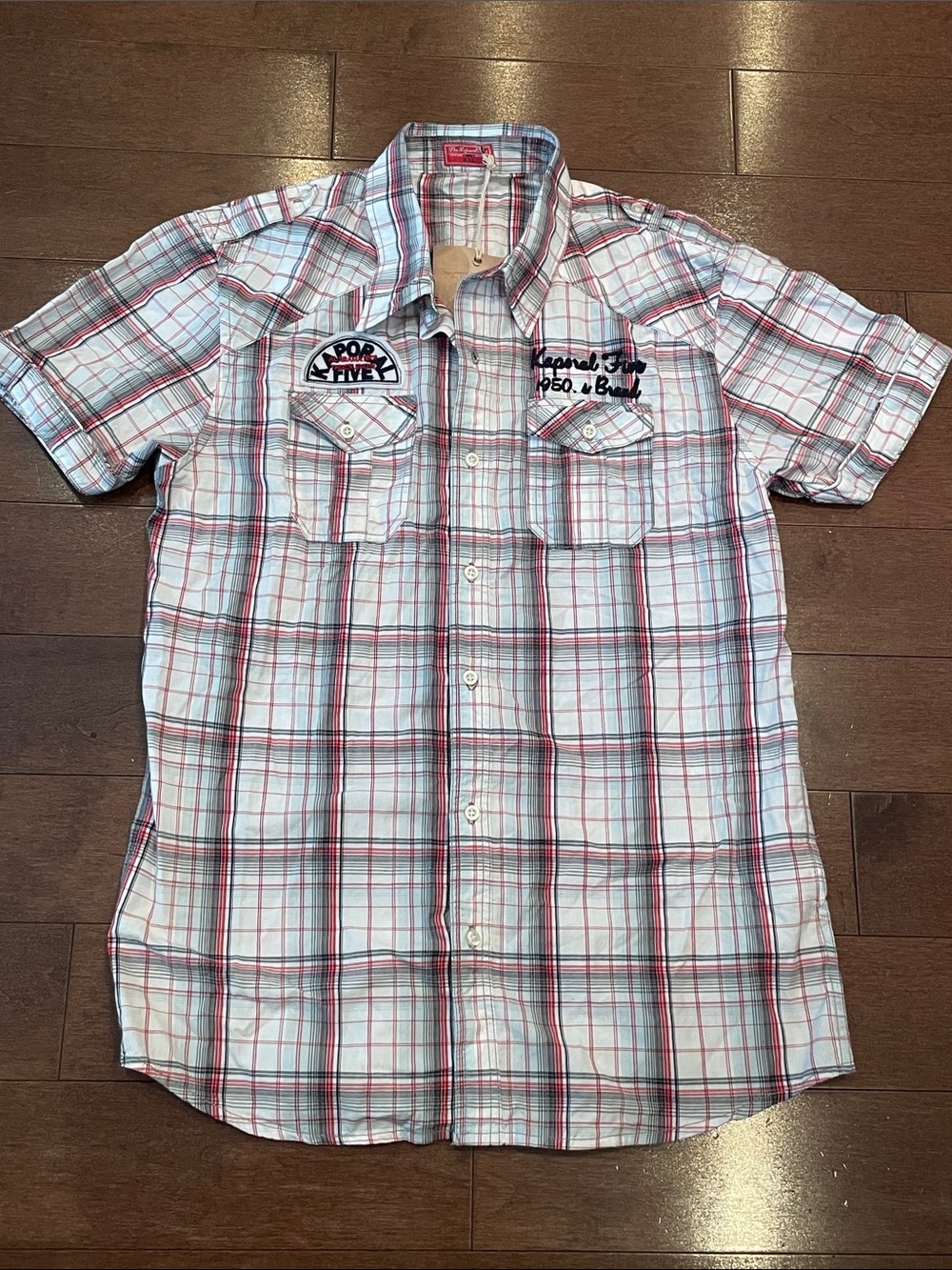 Kaporal Five Casual Plaid Short-Sleeve Shirt - White/Red/Blue